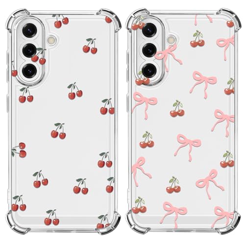 Coque Samsung Galaxy A56 lot de 2 antichoc transparent motif cerise