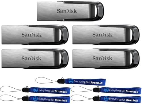 SanDisk 5 Pack 16GB Ultra Flair USB-A Flash Drive (SDCZ73-016G-G46) Bundle with (5) Everything But Stromboli Lanyards image 3