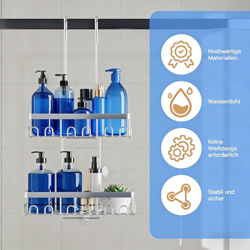 Support de shampooing anti-chute étagère de douche sans trou mur - 4