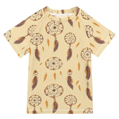 Western Dream Catchers Yellow Kids Bathing Suits Girls UV Protection Rash Guard Swimsuit Swimwears Beach Tops for Little Boys 4T