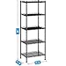 YOHKOH 5-Wire Shelving Metal Storage Rack Adjustable Shelves for Laundry Bathroom Kitchen Pantry Closet (16.6L x 11.8W x 48H, Black)
