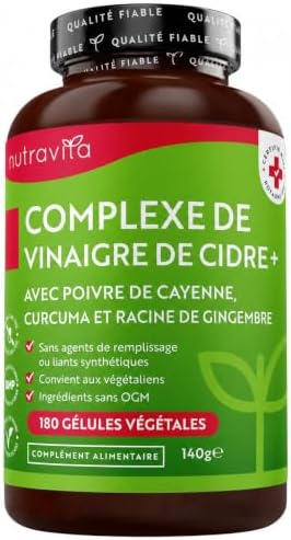Nutravita Vinaigre de Cidre de Pomme 1033 mg - 180 gélules végane...