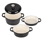 Conjunto de Panelas de Ferro Fundido 3 Peças com Tampa – Cozimento Uniforme, Compatível com Gás, Indução e Forno – Kit 10kg (Preto)