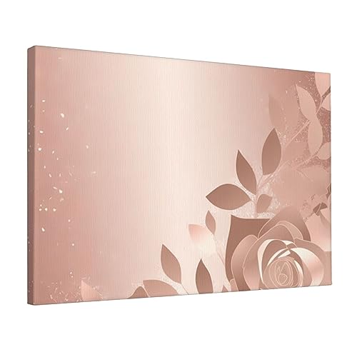 Toile murale moderne pour grandir l'espace salon cadre or rose