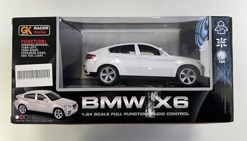 Miniatura 6 de 100 CLASSIC Auto de control remoto, escala 124 RC Sport Racing coche de juguete, compatible con BMW X6 modelo vehículo para niños y niñas, blanco