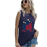 Mayntop Camiseta de manga corta para mujer con diseño de bandera de Estados Unidos con texto en inglés 'God Bless' para el 4 de julio, C-azul marino, 44