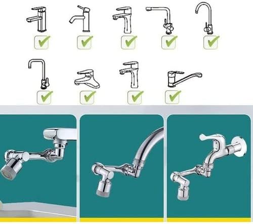 A1 1080 Derece Dönebilen Robotik Kol Musluk Başlığı, Musluk Uzatma Aparatı Ucu, A1, Krom - Görsel 5