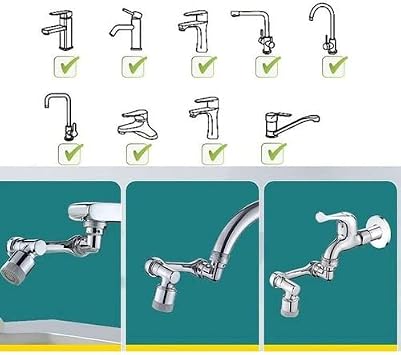 A1 1080 Degree Rotatable Robotic Arm Faucet Head, Faucet Extension Apparatus Tip, A1, Chrome