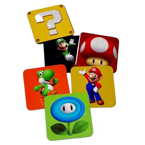 Kit 6 Porta Copos Gamer Icons Mario Geek Qualidade Premium MDF Sublimado