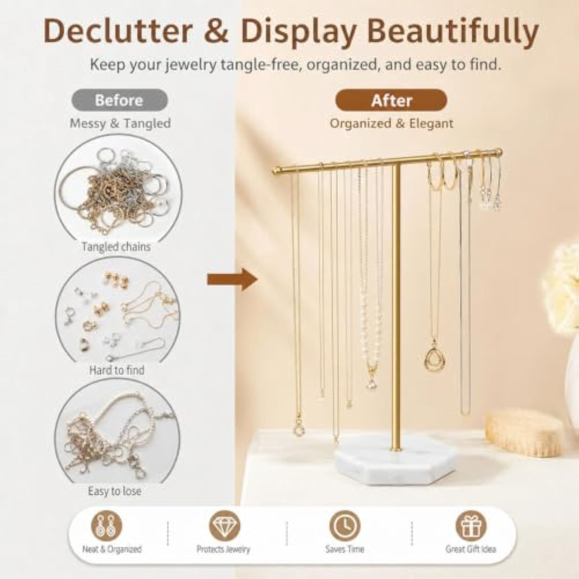 Jewellery Stand, T-Shaped Necklace Display Holder