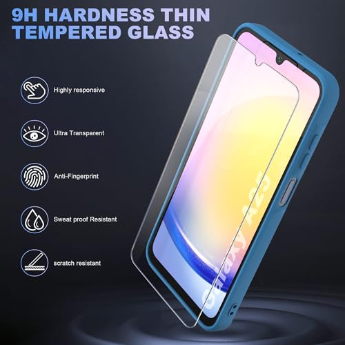 ARRYNN Etui do Samsung Galaxy A25 5G + folia ochronna, etui na telefon komórkowy z płynnego silikonu TPU, etui ochronne do Samsung Galaxy A25 5G - niebieskie