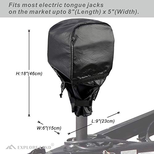 Explore Land Waterproof Electric Tongue Jack Cover, Rv Power Tongue Trailer Jack Cover, Universal Camper Jack Cover Size 9L X 4W X 18H Inch #TOP1