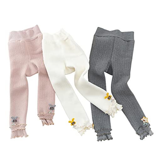 Toddler Girls Winter Warm Fleece Lined Leggings Baby Cotton Thick Thermal Knits Tights Cute Ruffle Ankle Girls