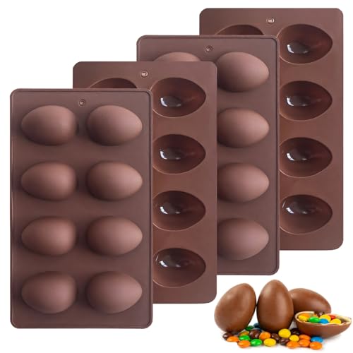 4 Pcs Silicone Egg Molds Easter Chocolate Molds Egg Shape Mold for Cake Jelly Mousse Reusable & Non-Stick Silicone Baking Molds for DIY