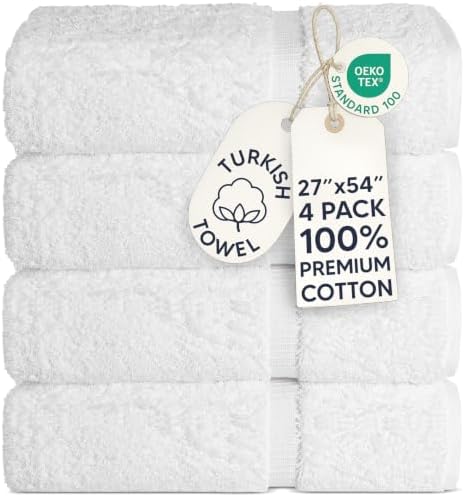 Chakir Turkish Linens 4 Piece Bath Towel Set, 100% Cotton Luxury ...