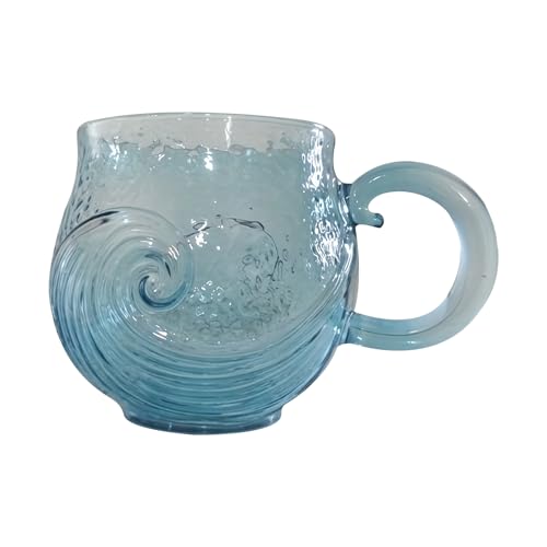 Taza De Café De Vidrio | Agarre Ergonómico Ola Seguro,Vasos De Bebida Con Ola De Vidrio Marino - Para Bebidas Calientes Y Frías Té Agua Hogar Oficina Decoración Cumpleaños