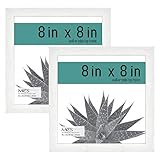 MCS Gallery Essential Picture Frame Set 8x8 White Woodgrain, Square Gallery Wall Hanging Picture Frames for Photos & Art Prints (2-Pack)