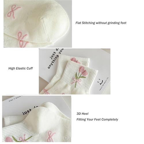 Image of Women Cute Ankle Socks Cotton Mini Crew Athletic Casual Sock for Girls Sneakers