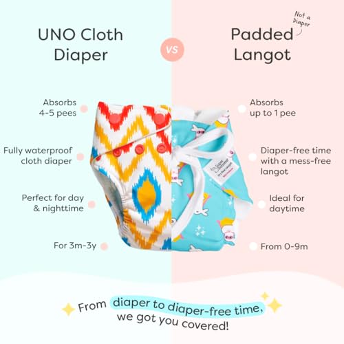Image of SuperBottoms DryFeel Langot for Newborn - Pack of 3 | Soft, Reusable Cotton Nappy with Mess-free Outer Layer | Diaper-Free Time Essential | Adjustable Baby Langot (Fits up to 10 kg)