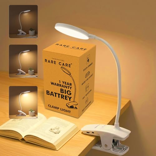 Image of RARECARE Table Lamp for Study Room with Clamp | Study Lamp with 3 Light Modes | 1 Year Warranty | Lamp Light for Study | Rechargeable Led Light with Big Battery - 1200 mAh