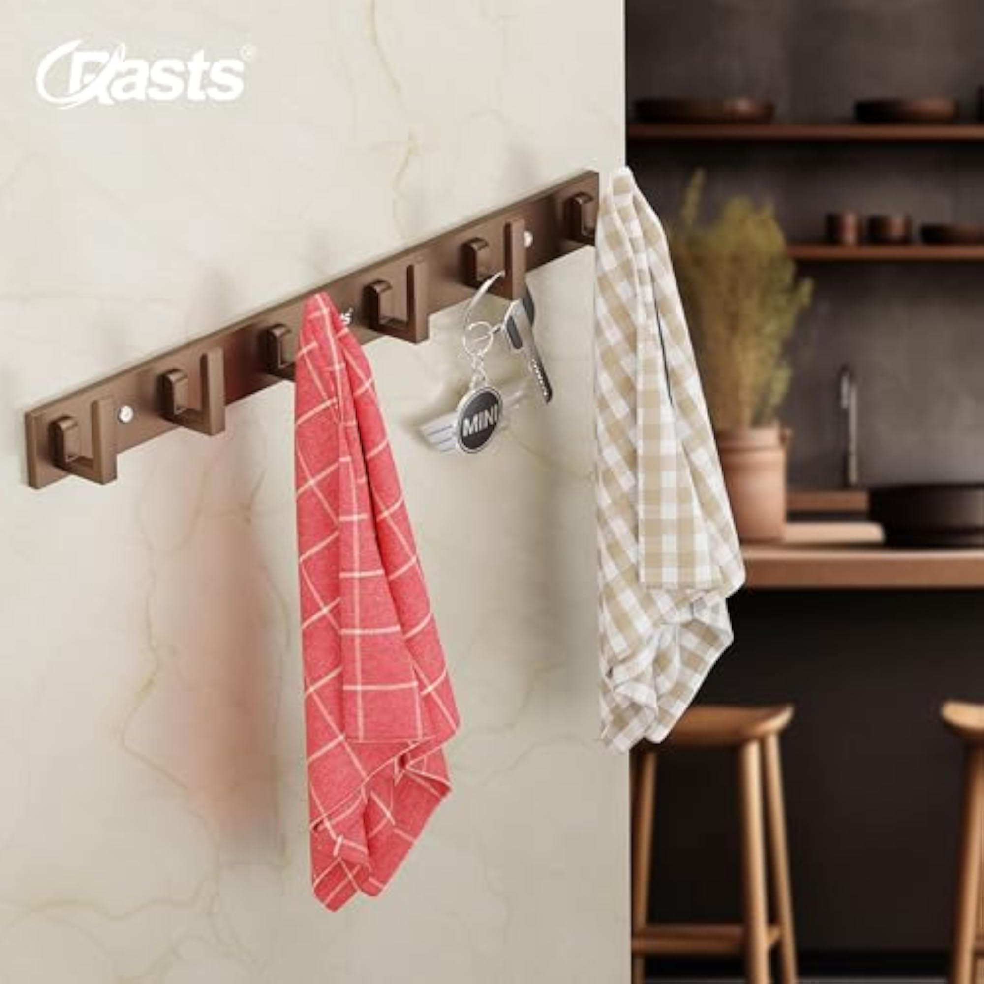 Aluminium Cloth Hanger Wall Mounted with 6 Hooks