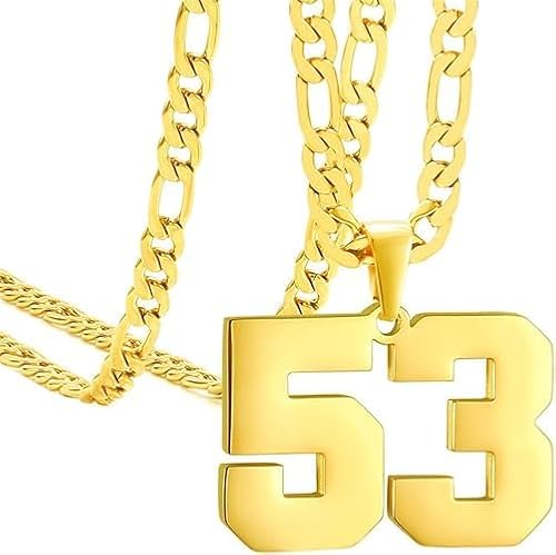 LULUMONIA 53 Chain 53 Necklace Chains for Man Stainless Steel Basketball Soccer Baseball Team Number Pendant Chunky Chain Sport Necklace
