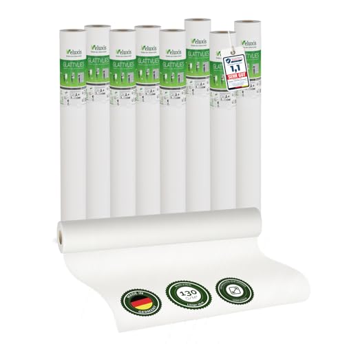 Veluxis Glattvlies Vliestapete weiß – Renoviervlies Untertapete 8er Set, 8 x 25,00 m x 0,75 m, 130g/m², überstreichbar, rissüberbrückend, formstabil