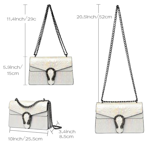MYHOZEE Crossbody Bag Chain Purses for Women - Crocodile Printed Shoulder Bag Fashion Leather Clutch Evening Satchel Handbag3
