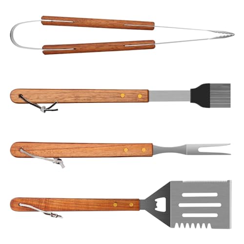 Kit de barbecue – Appareil de barbecue suspendu – Accessoires de barbecue en acier inoxydable avec pince, spatule, fourchette, brosse pour barbecue