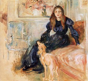 Berthe Morisot GFM - Pintura al óleo de Julie Manet and Her Greyhound Laertes 1893, Lona, 72 x 96 Inch