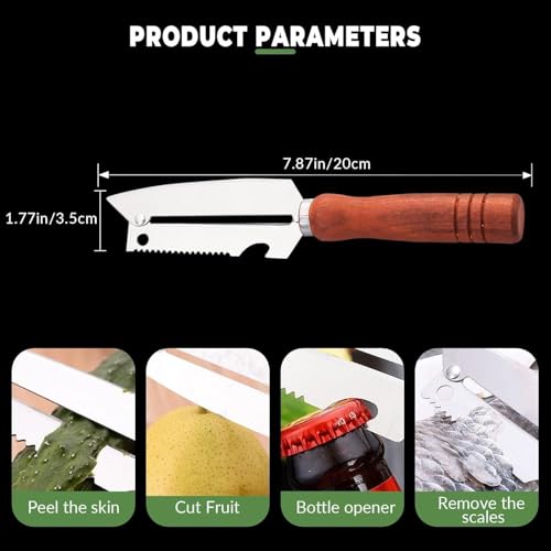 Image of Stainless Steel Vegetable Peeler with Wooden Handle - Sharp Fruit & Vegetable Peeler with Bottle Opener