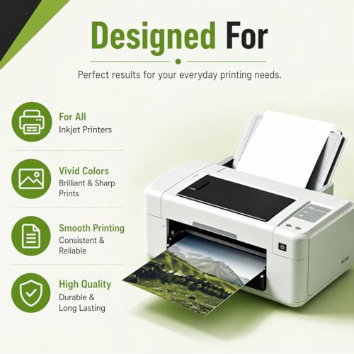 Kamo Fotopapier 10x15 cm Glänzend, 200 g/m², 120 Blatt, für Tintenstrahldrucker, schnelltrocknend, ideal für Familienfotos, Urlaubsbilder, Fotoalben und kreative Projekte