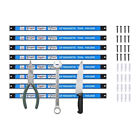 Magnetic Tool Holder 18 Inch 8 Pack Heavy Duty Magnet Tool Bar Strip Rack Wall Mount Blue Cover