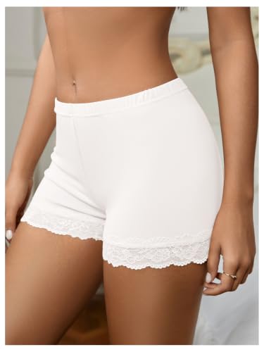 Image of MakeMeChic Women's Summer Lace Trim Shorts Biker Under Dresses