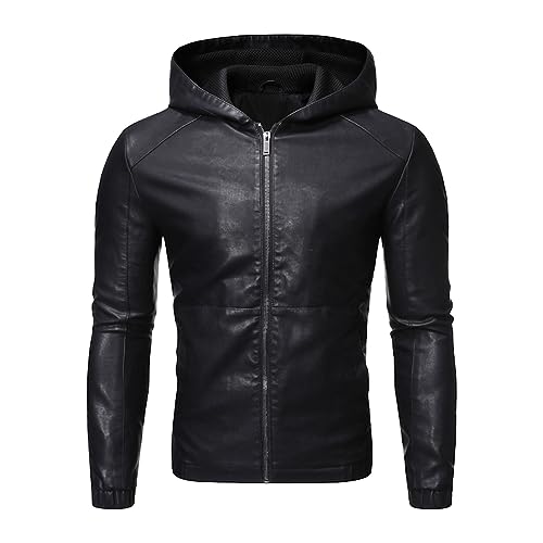 Chaqueta de Cuero con Capucha para Hombre Talle 4X-Large miniatura 1