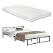 [en.casa] Cama de Metal Meran con Colchón de Espuma fría 180 x 200 cm Cama Doble Cama de Matrimonio Somier Acero Reposacabezas Decorativo Certificado Oeko-Tex 100 Negro