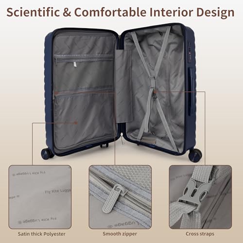 Fly Kite Luggage 28 Inch Large Suitcase 100% Polypropylene Hard Shell with Aluminium Trolley Handle Real TSA 3 Digit Secure Lock 360° Smooth Wheels Lightweight Suitcase|Dark Blue - Image 5