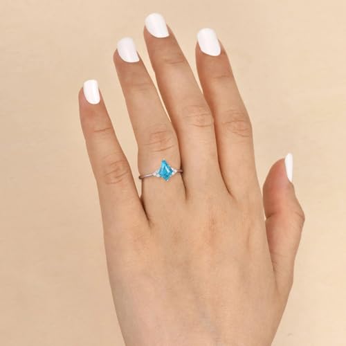 1ct 1.5ct 2ct Turquoise Engagement Ring - Kite Cut Turquoise Rings White Yellow Rose 10K 14K 18K Solid Gold Sterling Silver Turquoise Anniversary Promise Ring for Women2