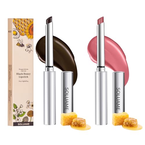 Pintalabios Honey negro y rosa bálsamo labial tintado para todos los tonos de piel. Colores versátiles e hidratantes labios miel (1,9 g x 2 unidades de bálsamo de miel)
