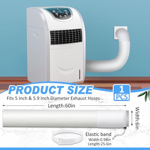 Image of Outus Portable Ac Hose Insulation Sleeve 60in Portable Air Conditioners Insulated Cover Wrap Fit for 5 inch& 5.9 inch Diameter Exhaust Easy Installation with Adjustable Strap (White)