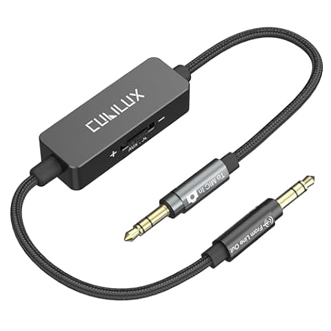 Kabel tłumiący Cubilux 3,5 mm Line Level do Microphone Level, przewód tłumiący 1/8 cala TRS Line Out do MIC In dla aparatu DSLR, kamery, rejestratora, 30 cm