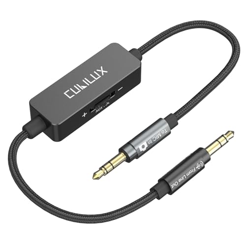 Cubilux Cable de atenuación 3.5mm de Nivel de línea a Nivel de micrófono, TRS de 1/8" para cámara DSLR, videocámara o grabadora. Reduce el Nivel de Salida de línea a Entrada de micrófono, 1 pie.