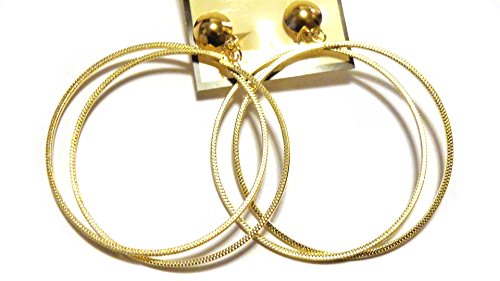 Clip-on Earrings Hoop Gold Earrings Double Hoop Clip Earrings 2.75 inch