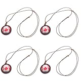 [LIOOBO] カナダ国旗サッカーボールネックレス4個セット 木製ヴィンテージサッカーペンダント 2026北米ワールドカップファン向け愛国的スポーツジュエリー