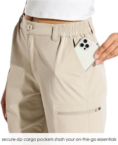 Willit Women's 10" Hiking Cargo Shorts Stretch Golf Active Long Shorts Quick Dry Outdoor Summer Khaki L — view 2