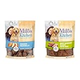 Milo's Kitchen Dog Treat Bundle: Chicken Meatballs 18 Ounce + Beef Sausage Slices with Rice 18 Ounce