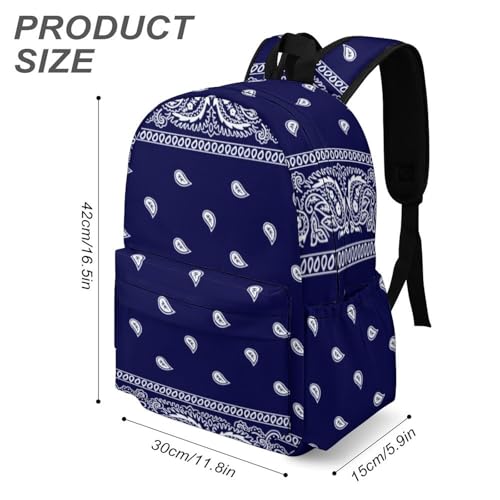 Bandana True Blue Classic And Stylish Large Capacity Portable Half Print Backpack3
