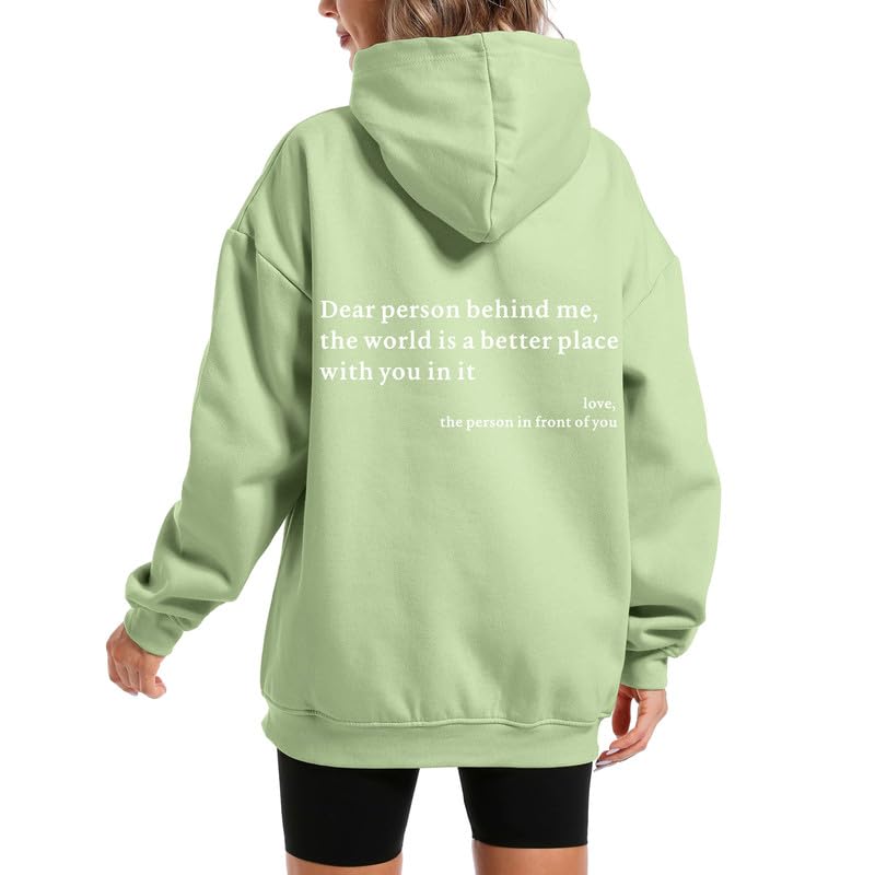 Wrenpies Dear Person Behind Me You Are Enough Hoodie for Women Teen Girls Oversized Aesthetic Graphic Sweatshirt Pullover Top