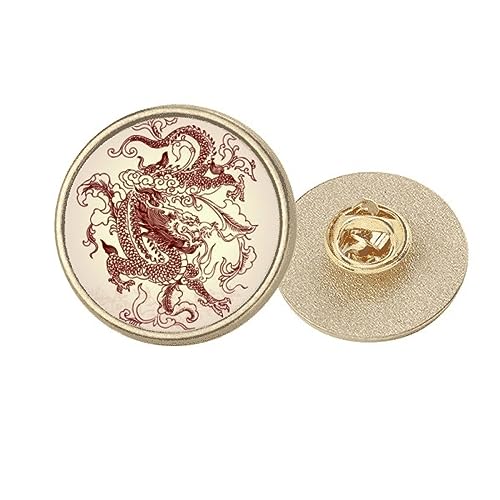 Broche dragon chinois rond en métal doré, accessoire mode unisexe taille M