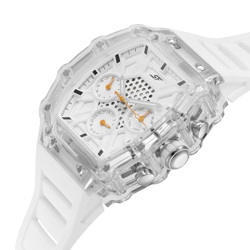 Image of SF Maiden Voyage Sport Watch Quartz Analog with White Dial White Silicon Strap Watch for Men - 77178PP02W